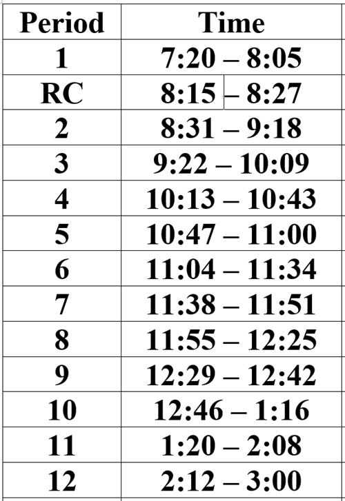 Daily schedule 